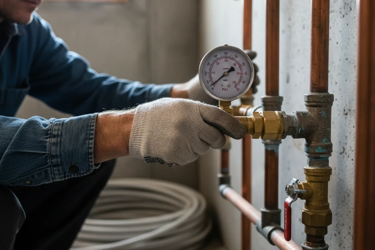 Pressure testing a repaired line during Water Line Repair in Heavener